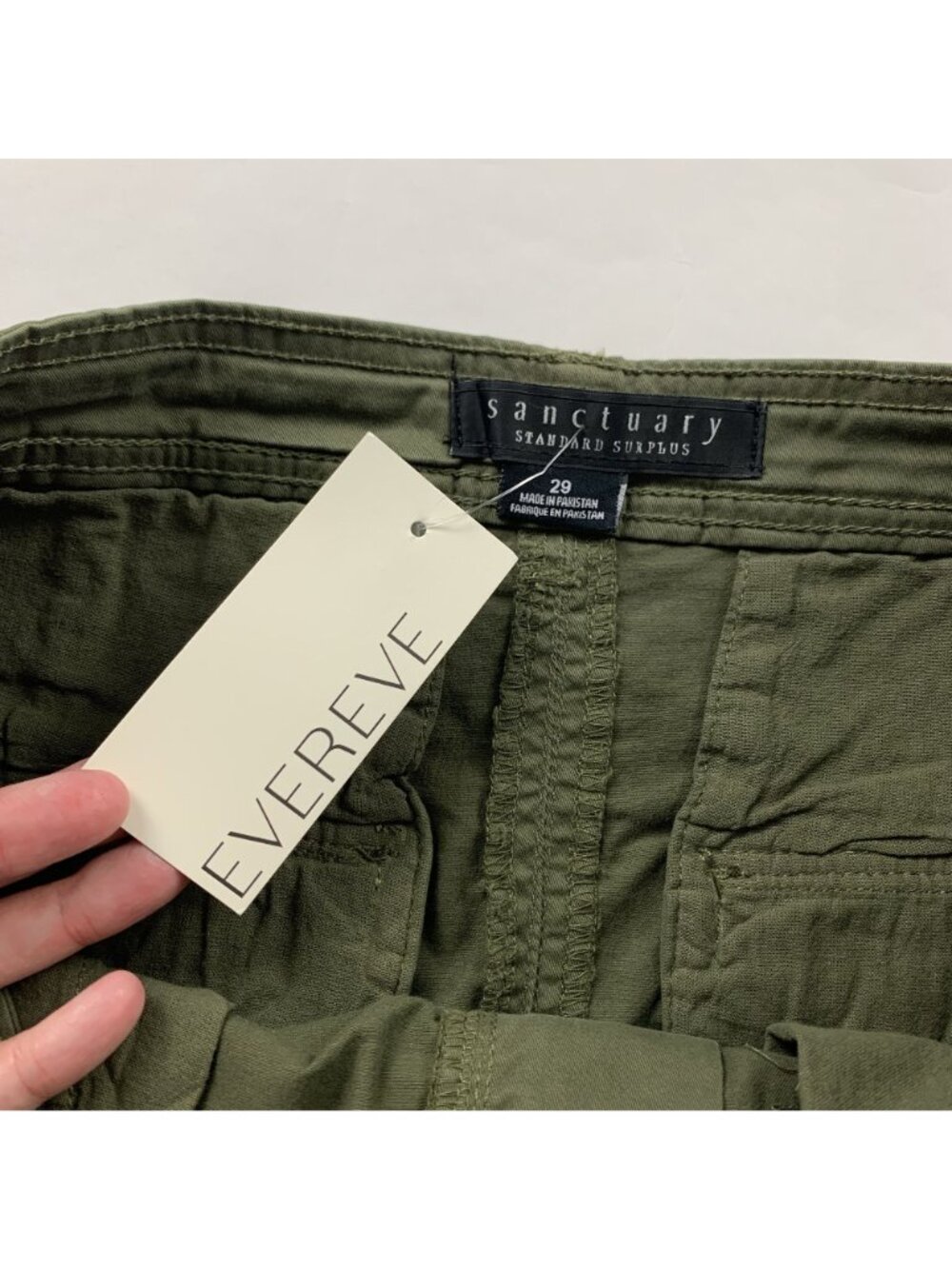 Sanctuary Dark Burnt Olive Canvas Split Front Triple Threat Pencil Skirt 29 New - Picture 3 of 6